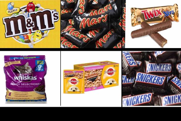 M&Ms, Mars, Whiskas, Katten, Snickers, Twix, Pedigree